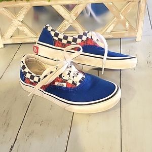 Blue Red Plaid and Checkerboard Van's Shoes